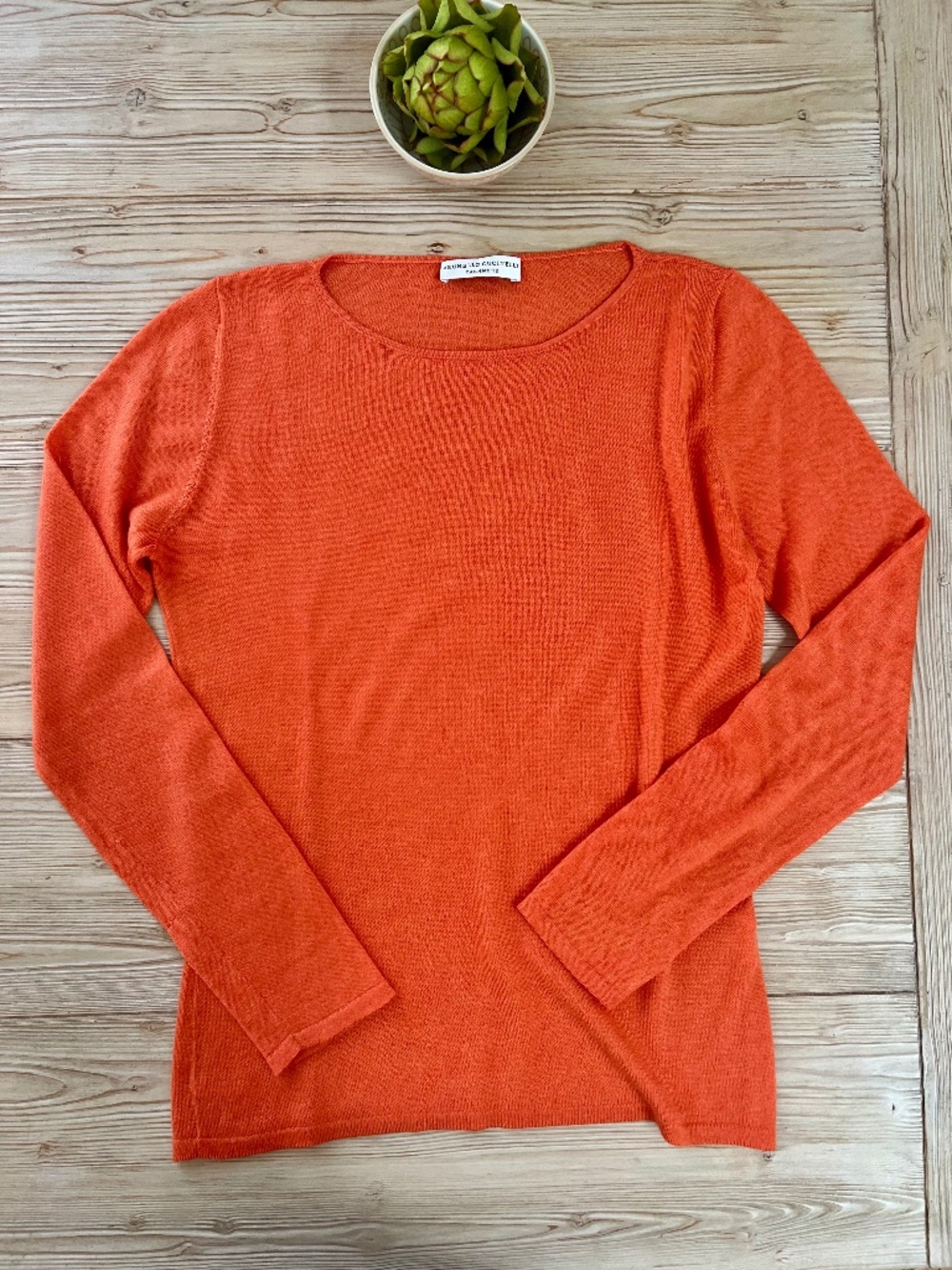 Brunello Cucinelli Cashmere Silk Sweater Persimmon Orange M